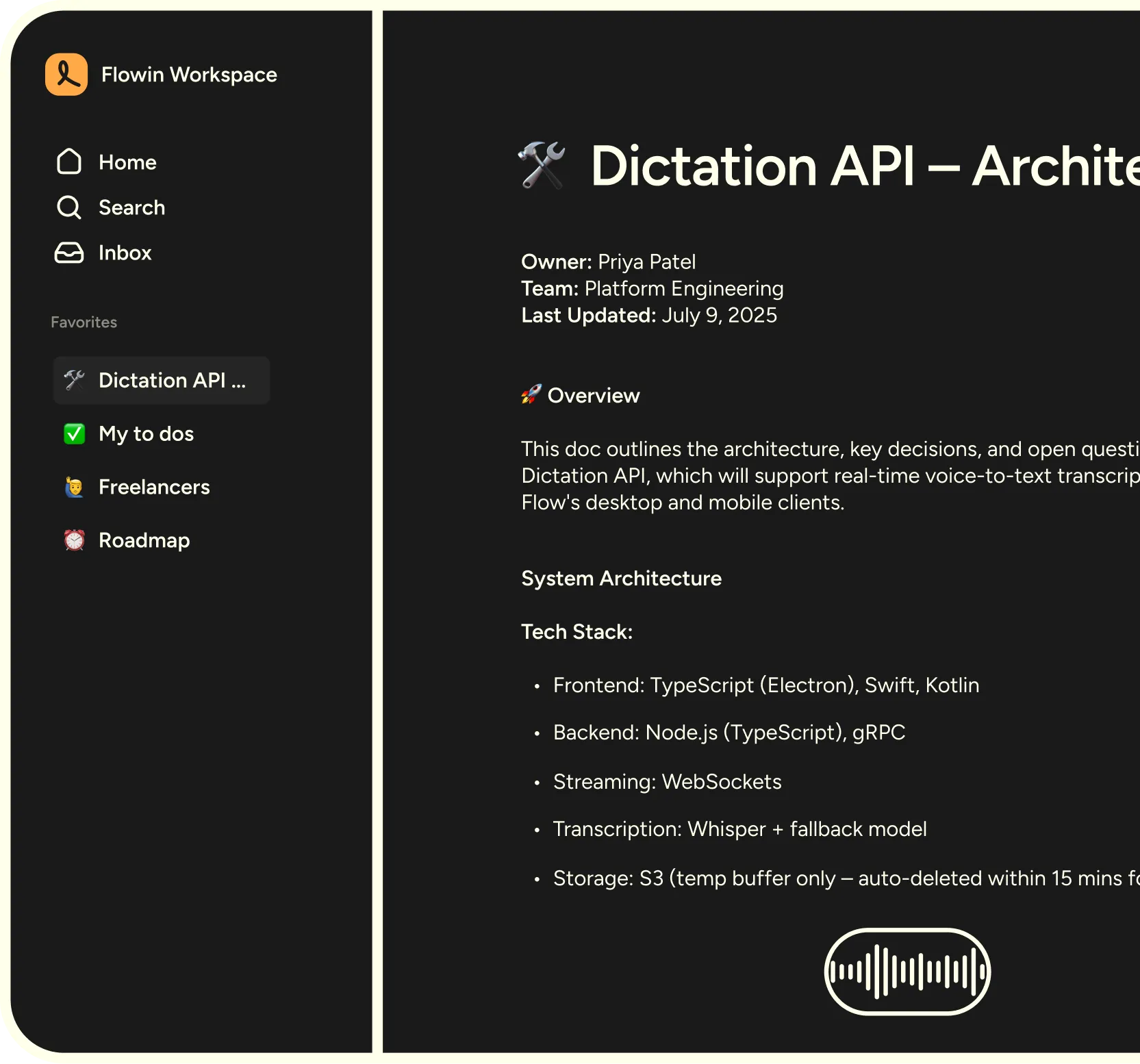ReMote dictation API feature