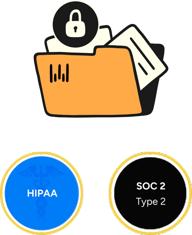 HIPAA and SOC 2 certified badge